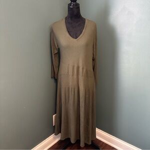 Soft Surroundings Olive Green Midi Dress - L